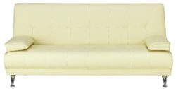 Sicily - 2 Seater Leather Effect Clic Clac - Sofa Bed - Cream